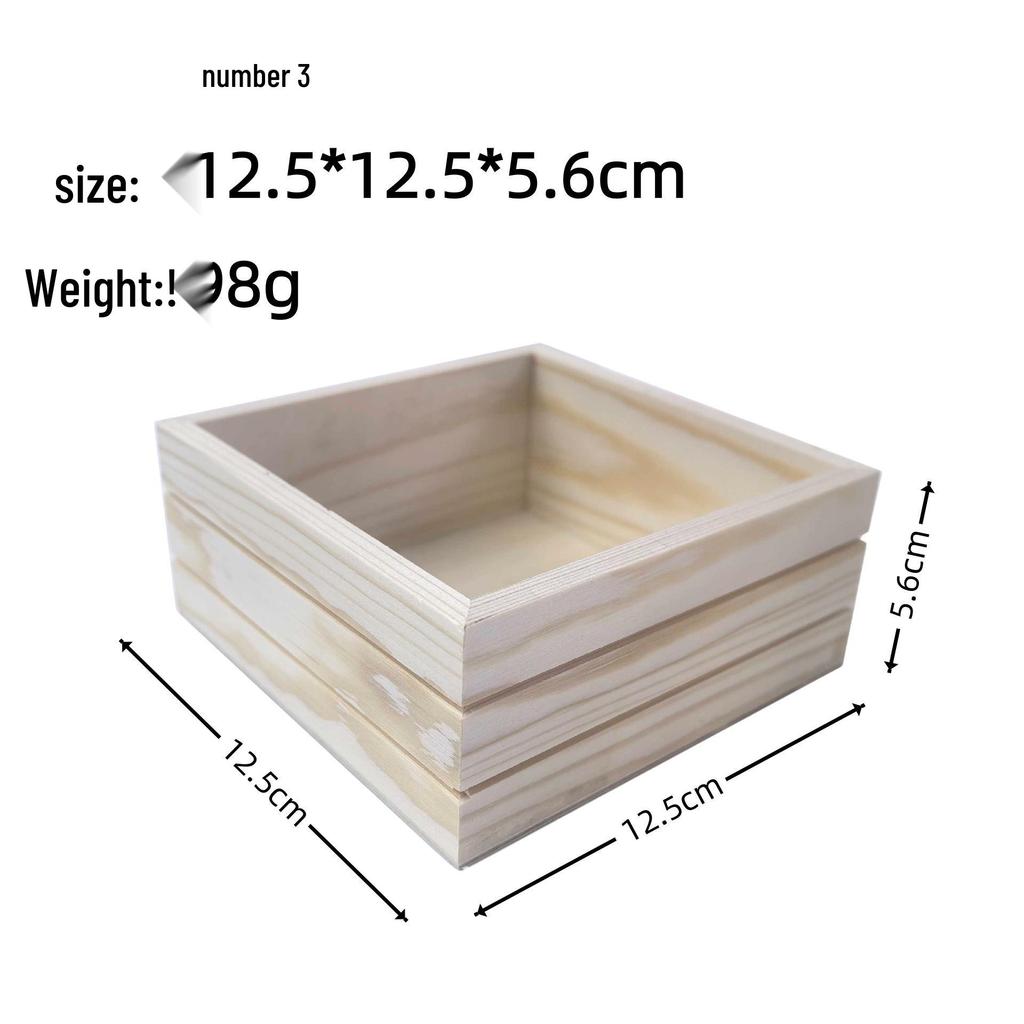 Solid Wood Square Lidless Storage Box - Multipurpose Wedding Party Favor, Single Layer.
