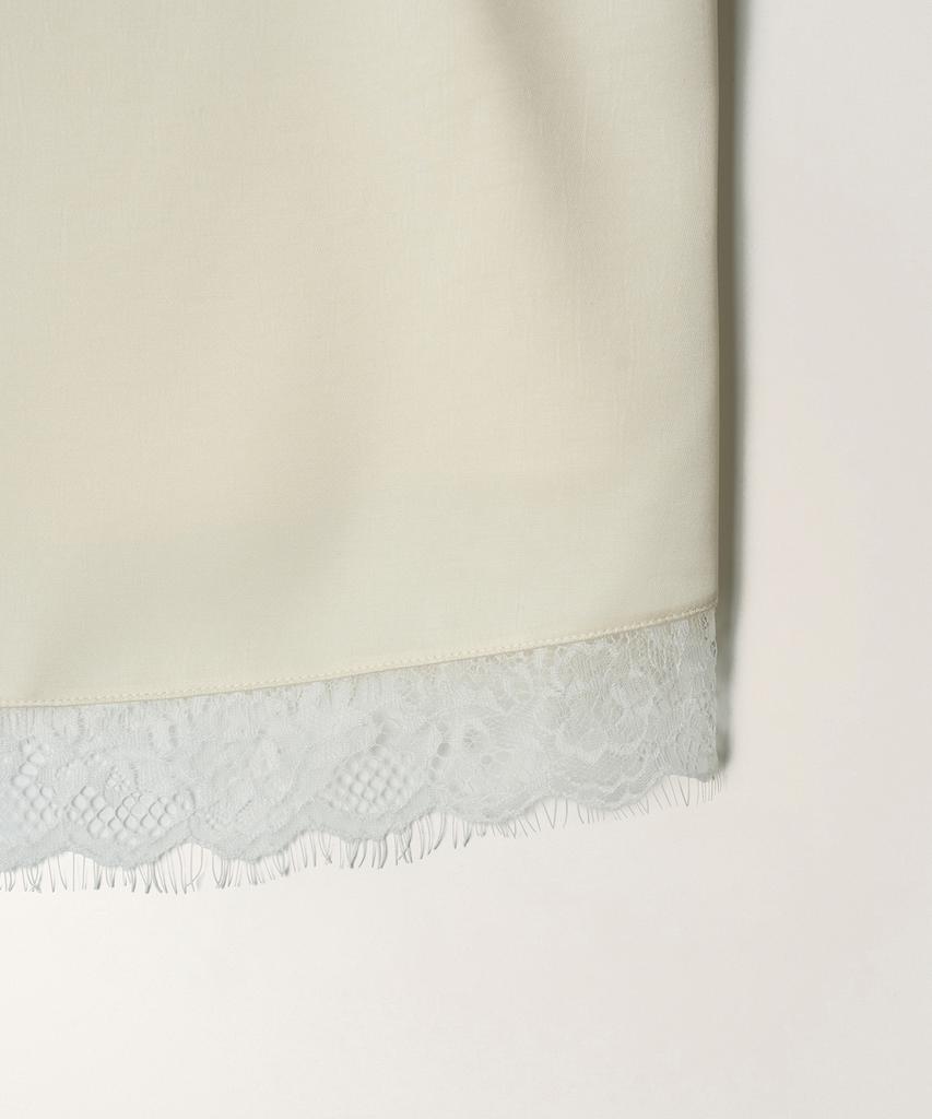 TTUDEMENT Satin Lace Blouse Top_Cream