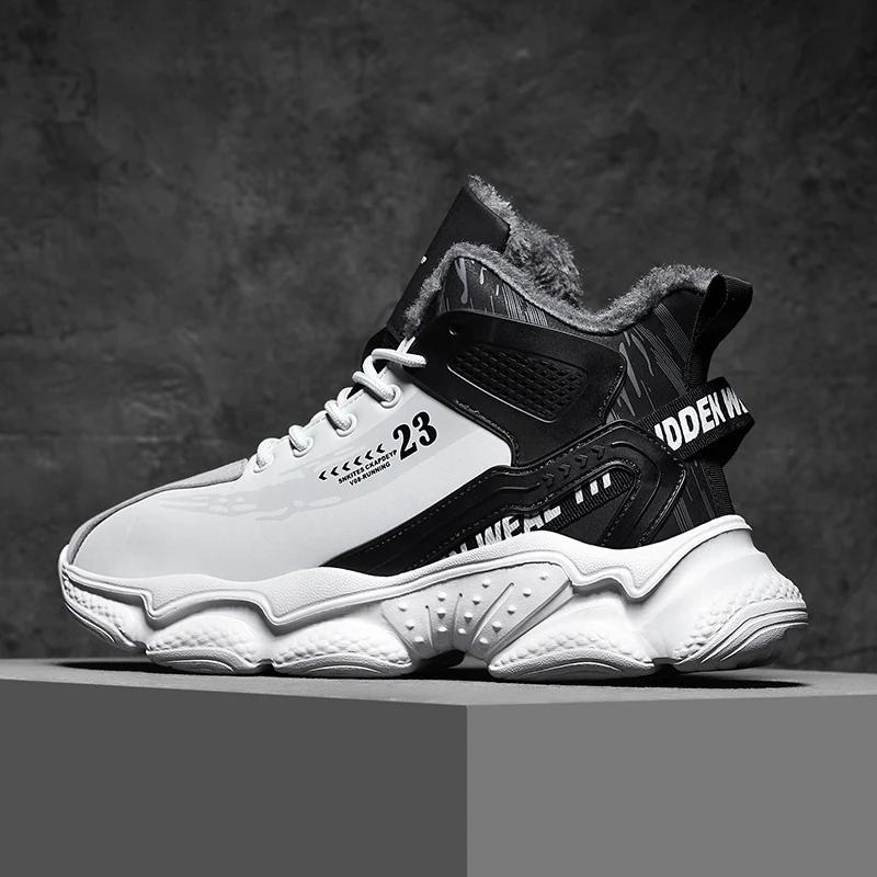 мужские ботинки 2026 Новые зимние тапочки Теплые мужские ботинки Водонепроницаемые Нескользящие Плюшевые кроссовки Мужские теннисные туфли Ботинки Мужские кроссовки Зимние 39