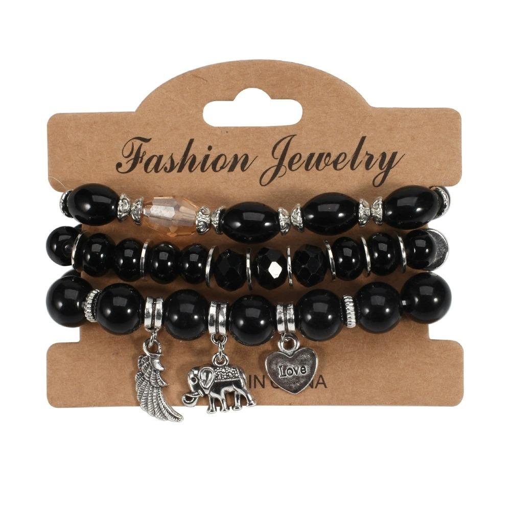 3pcs/Set Boho Style Beaded Charm Bracelets Long Wrap Jewelry Set With Colorful Gems for Women Party Accessories Gifts