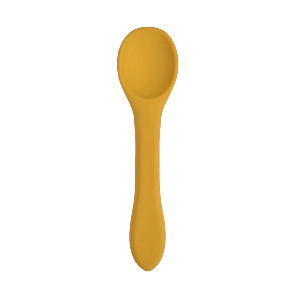 1PCS Full Silicone Spoon For  Utensils Food Grade Silicone Free Dishes Feeding Set Easy To Rinse  Tableware