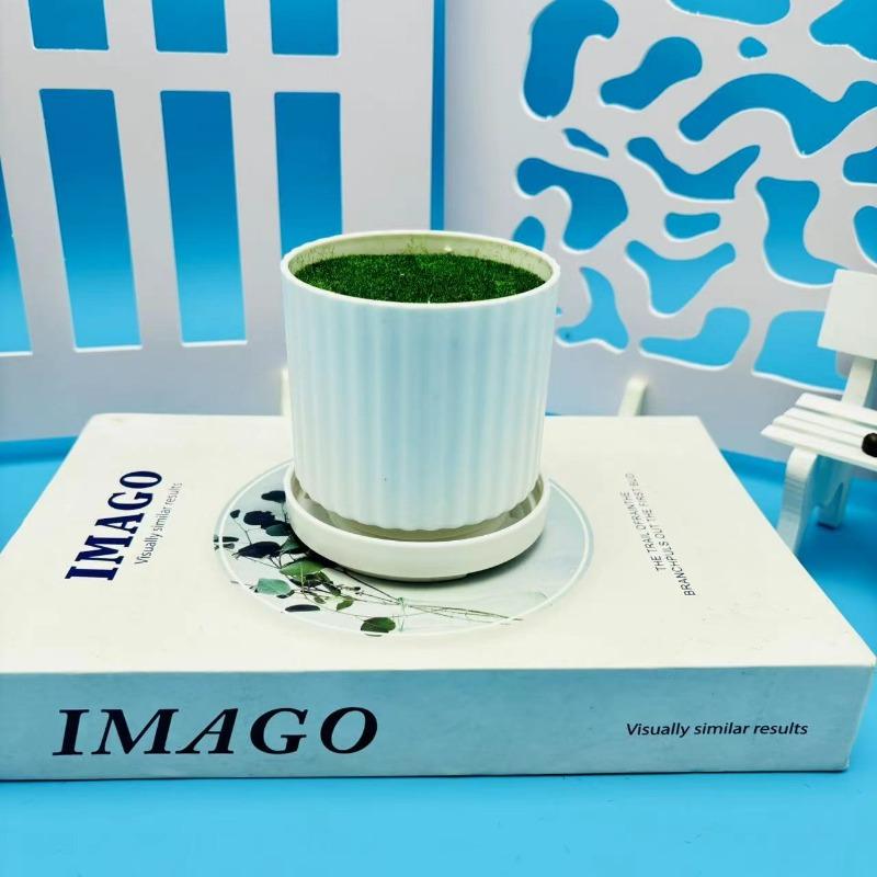 Vertical Patterned Circular Plastic Flocking Flower POTS with Trays and Mini Small Vases Can Be Used for Flower Arrangement