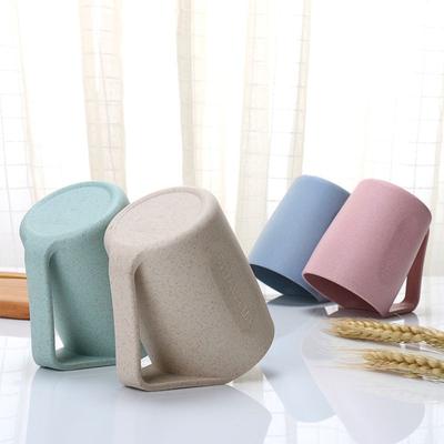 Eco-Friendly With Handle Brushing Cup Wheat Straw Tumblers Mouthwash Water Mug Plastic Cup Mug Cup