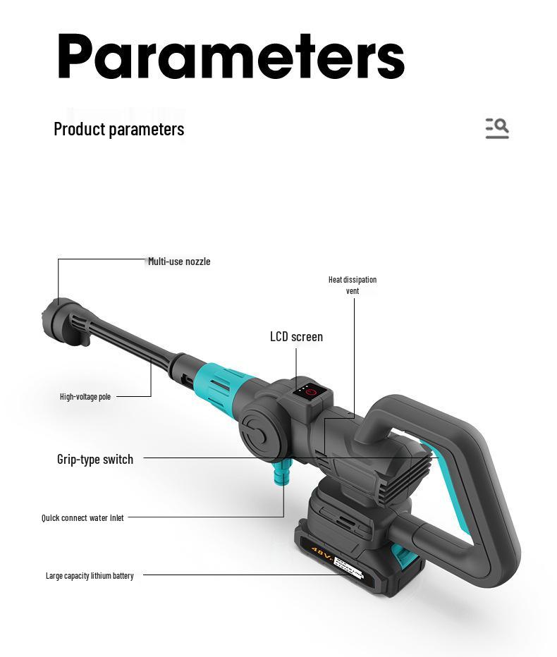 Rechargeable High-Pressure Brushless Electric Car Wash Gun