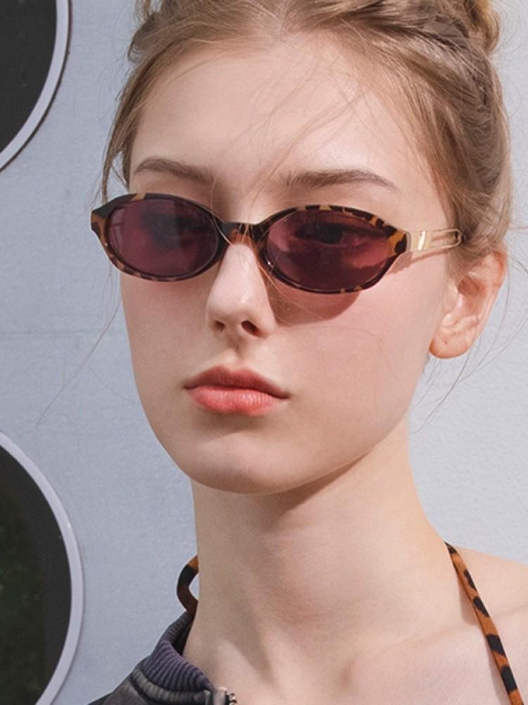 Retro Oval Small Frame Sunglasses Women Men Round Designer Brand Trendy Unisex Shades Eyewear Black Femme