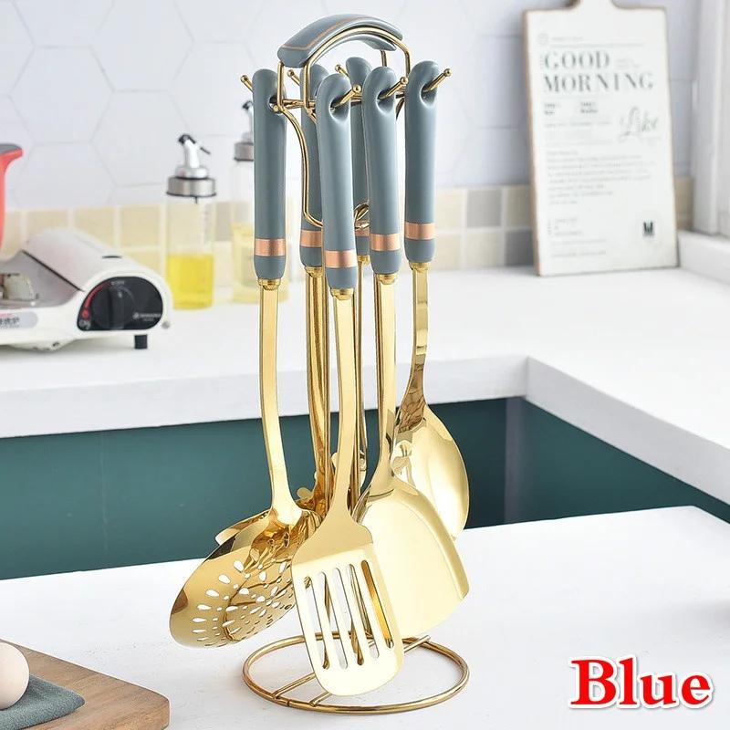 Stainless Steel Kitchenware Seven-piece Kitchen Household Hot Pot Spoon Colander Soup Spoon Kitchenware Gift Set
