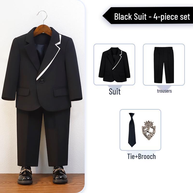 Boys' British Gentleman Suit Set - Formal Wear for Piano, Host Speech, or First Birthday