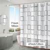 VIKAMA Minimalist Leaf Pattern Shower Curtain, Semi-Translucent, Waterproof, Modern Bathroom Design Home Decor