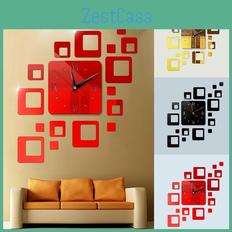 3d Diy Large Wall Clock Mirror Surface Sticker Art Design Office Home Decor