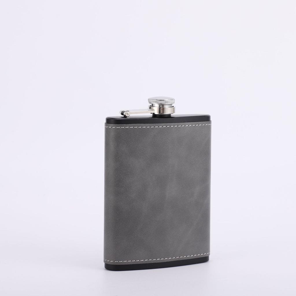 6/8oz Portable 304 with Leather SS Flagon Whiskey Vodka Wine Pot Hip Flask Set Alcohol Drinking Pocket Bottle Outdoor Custom