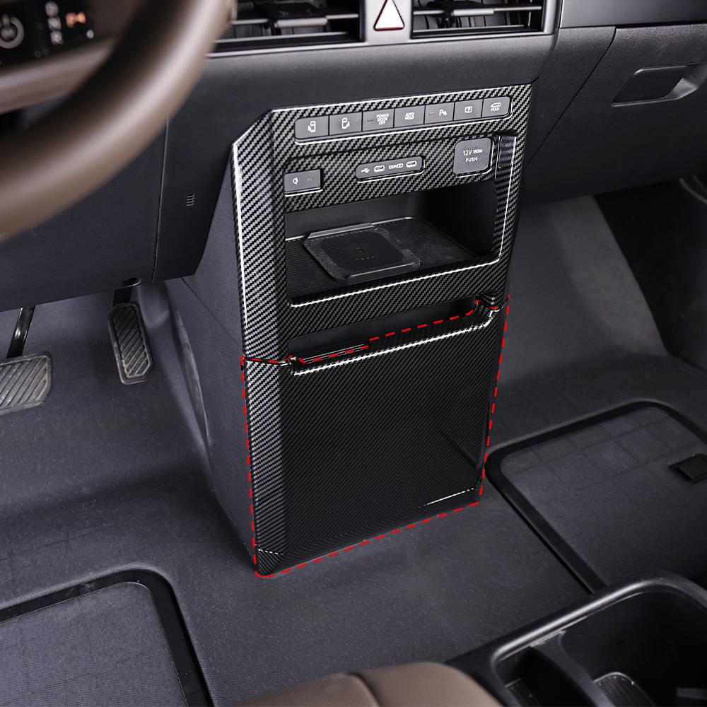 Pour Kia PV5 2025-2026 Conduite à gauche ABS 1 pièce Cache-port de charge rangée avant Garniture 2 pièces Cache-console centrale rangée avant Garniture Accessoires de voiture