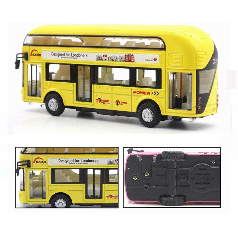 Premium Quality Double-decker Tour London City Bus Pull Back Car Kid Toy With Sound And Light
