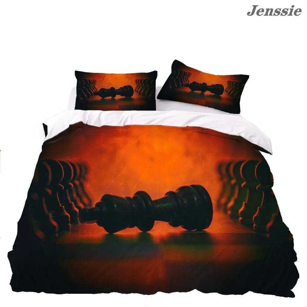 Schwarz Weiß Schachbrett 3D Gedrucktes Bettwäscheset Schach Steppdecke Bezug Erwachsener Bettbezug Luxus Steppdeckenbezug mit Kissenbezug