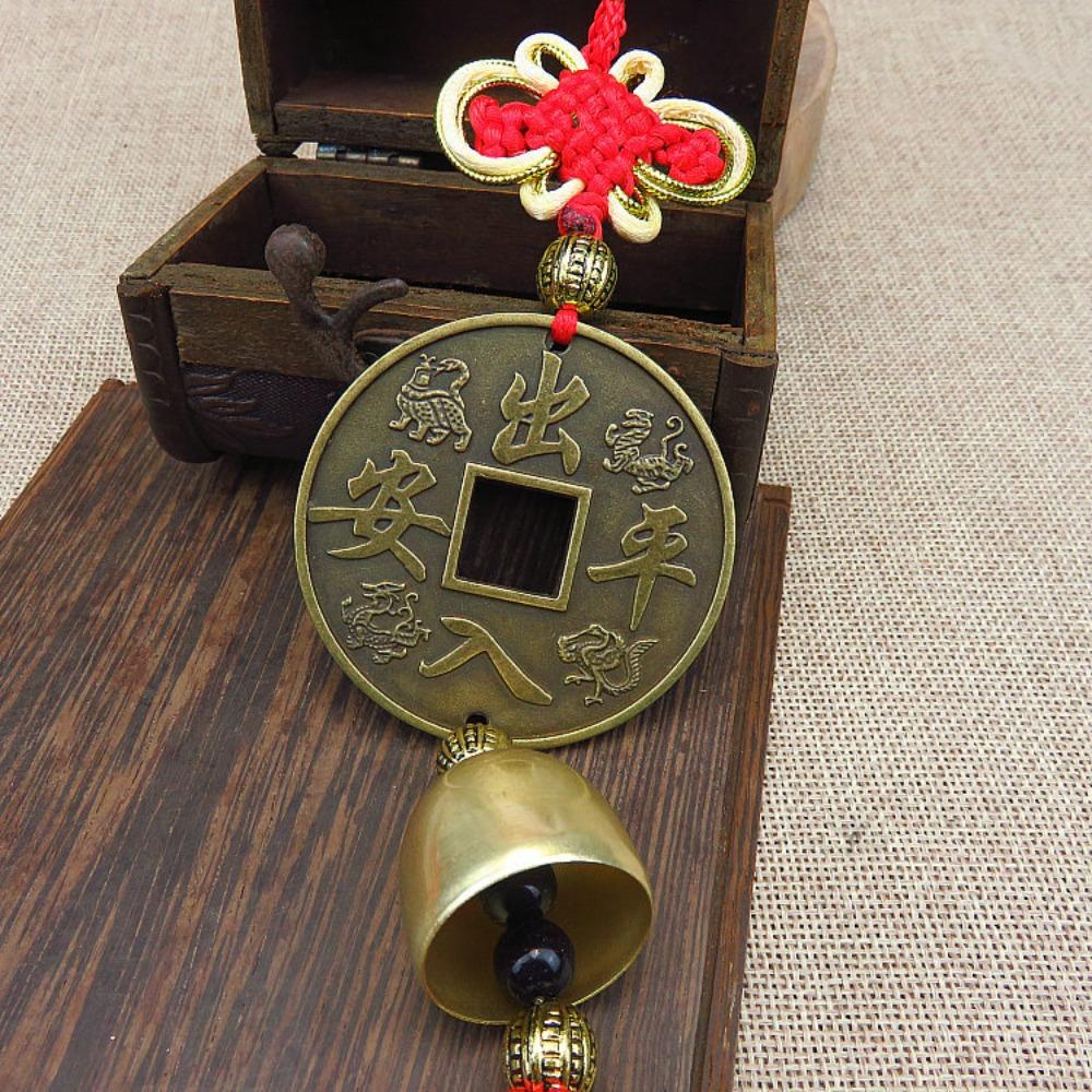 Chinese Knot Fengshui Copper Coins Wind Chimes Pray Lucky Retro Collection Antique Currency Party Souvenir Gift Car Ornament
