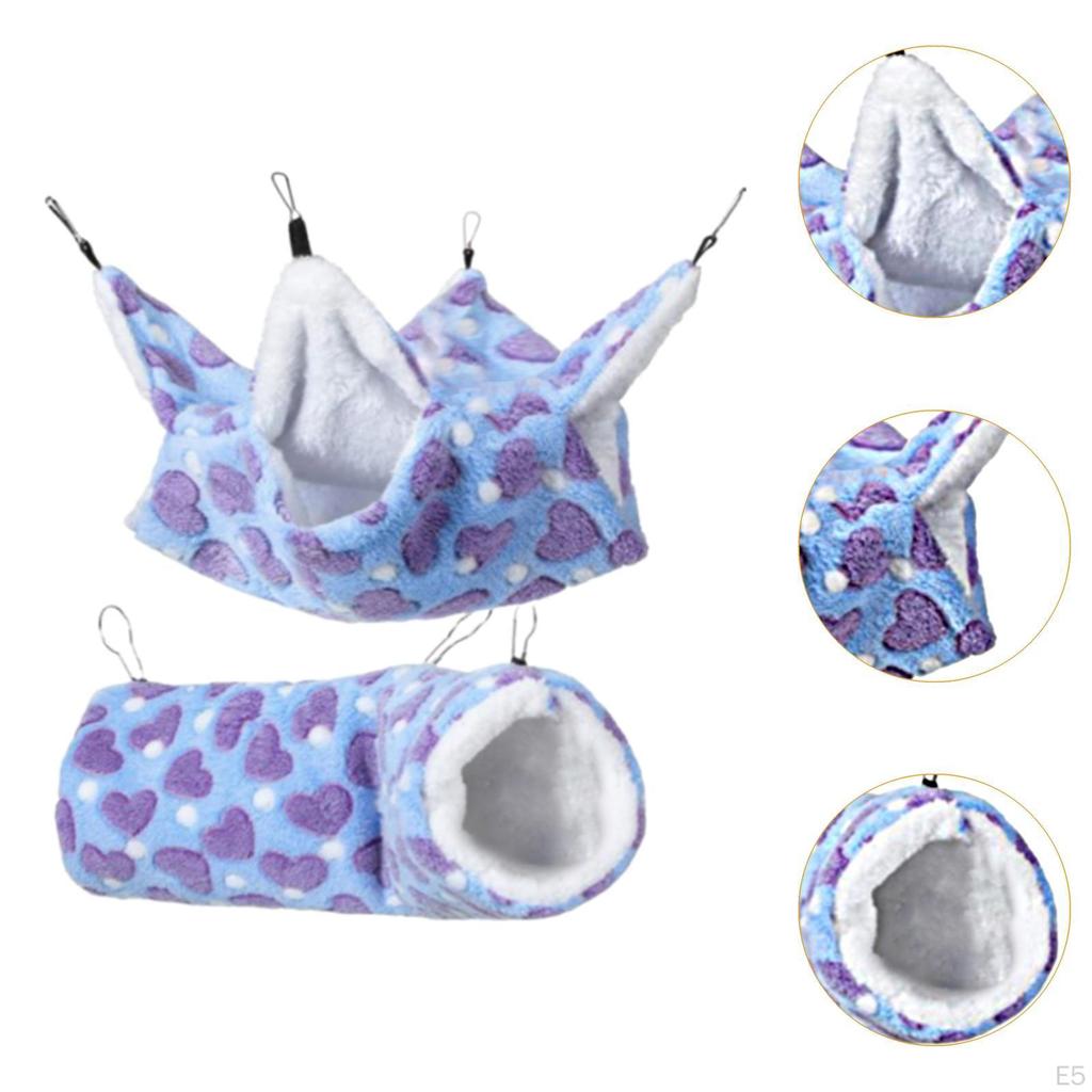 2 Pack Hammock Bed for Ferrets And Rats, Set Small Pet Cages, Hanging Tunnel Mat Set,