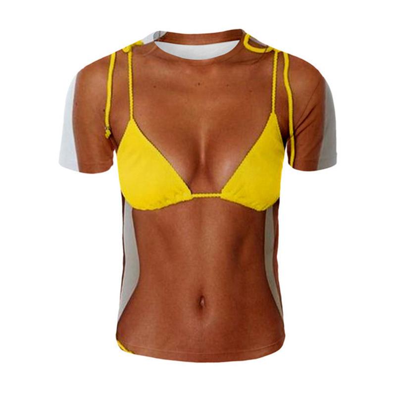 Suitable for Both Men Women Spring Summer Printed 3D Muscle Strong Men's Trendy Fashionable T-shirt