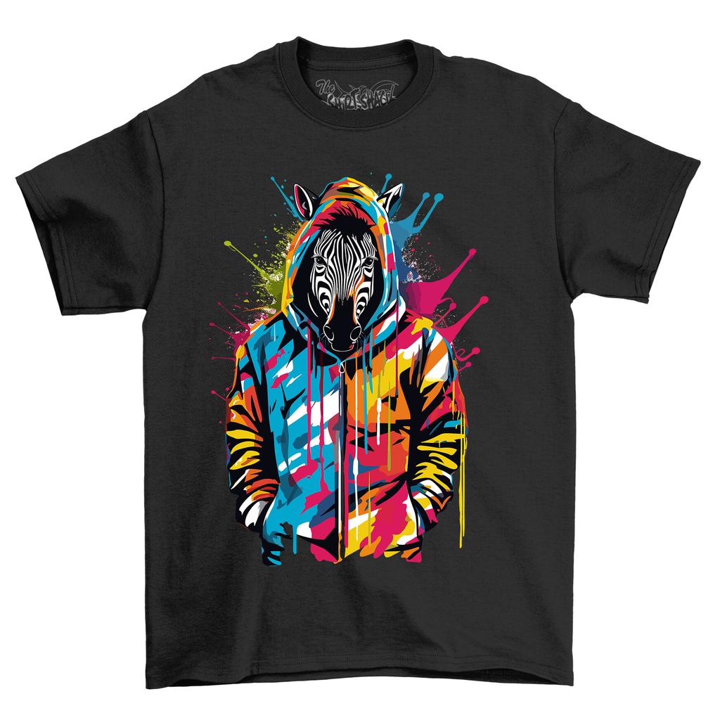 Zebra Dripping Paint T-Shirt Mens Womens Tees Top - Funny and Fashionable! Unleash your wild side wit