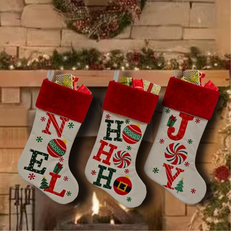 Alphabets Holiday Sock Decoration With Polyester Materials Quick Attachment Hook Multipurpose Festival Ornament