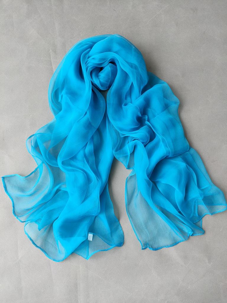 [BYSIFA]  Silk Scarf Hijabs Women Fashion Brand Summer Beach Cover-ups Ladies Navy Blue Neck Scarves 100% Silk Long Scarves