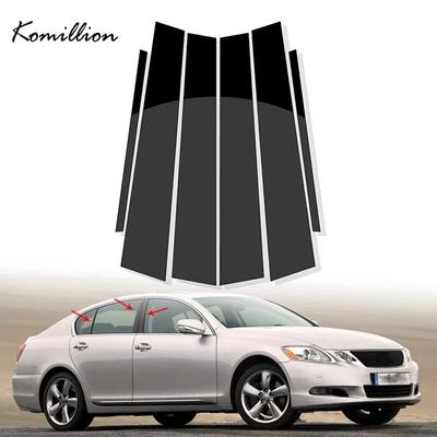6pcs/set Car Door Window Pillar Posts Trim Stickers Glossy Black Exterior Accessories For Lexus GS 2006-2011