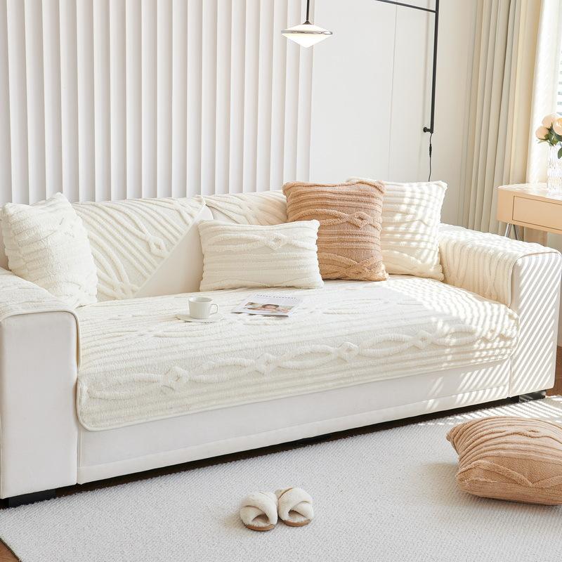 Sofa Cushion Thickened Fleece Cushion Autumn and Winter New Non-Slip Cover Cloth Shu Cotton Velvet Coral Velvet Sofa Cover