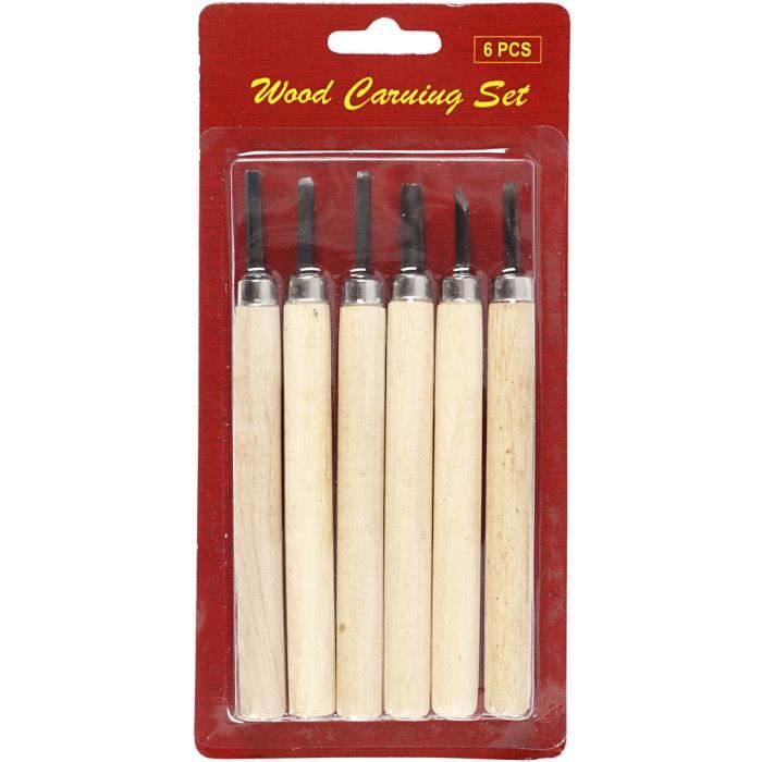 Set de 6 outils pour la sculpture du bois ou de la stéatite. Réf 55704