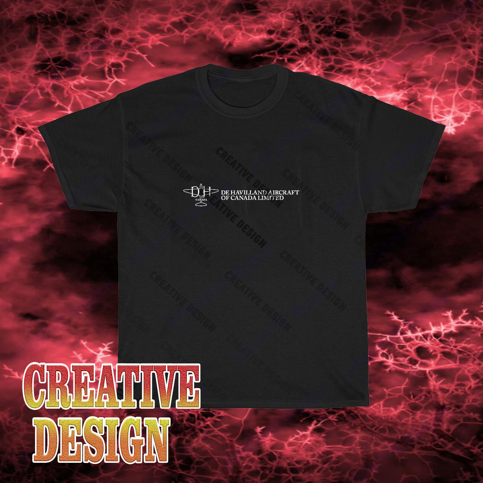 New Design De Havilland Aircraft Logo Unisex Black T-Shirt S