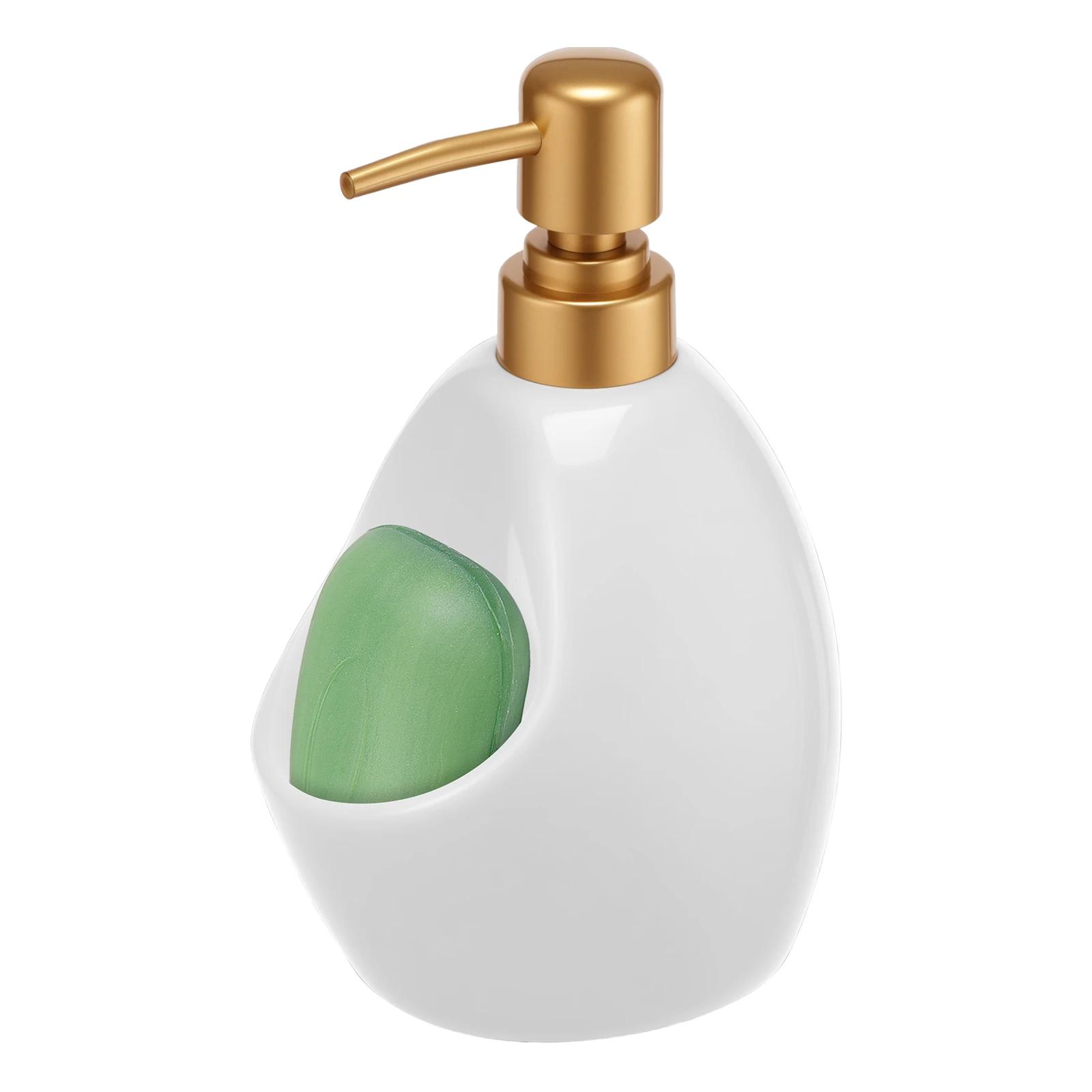 Ceramic Soap Dispenser with Sponge Holder Easy to Clean Press Pump Hand Foam Dispenser Pressing Soap Pump Bottle for Home nero