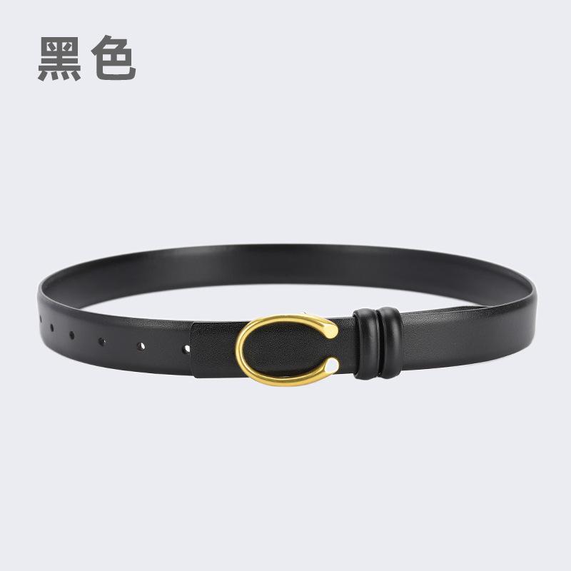 Four Seasons Available New Simplified Version Double Sided Buckle Belt Alloy Women'S Belt Fashion Versatile Leather Decorative Thin Belt