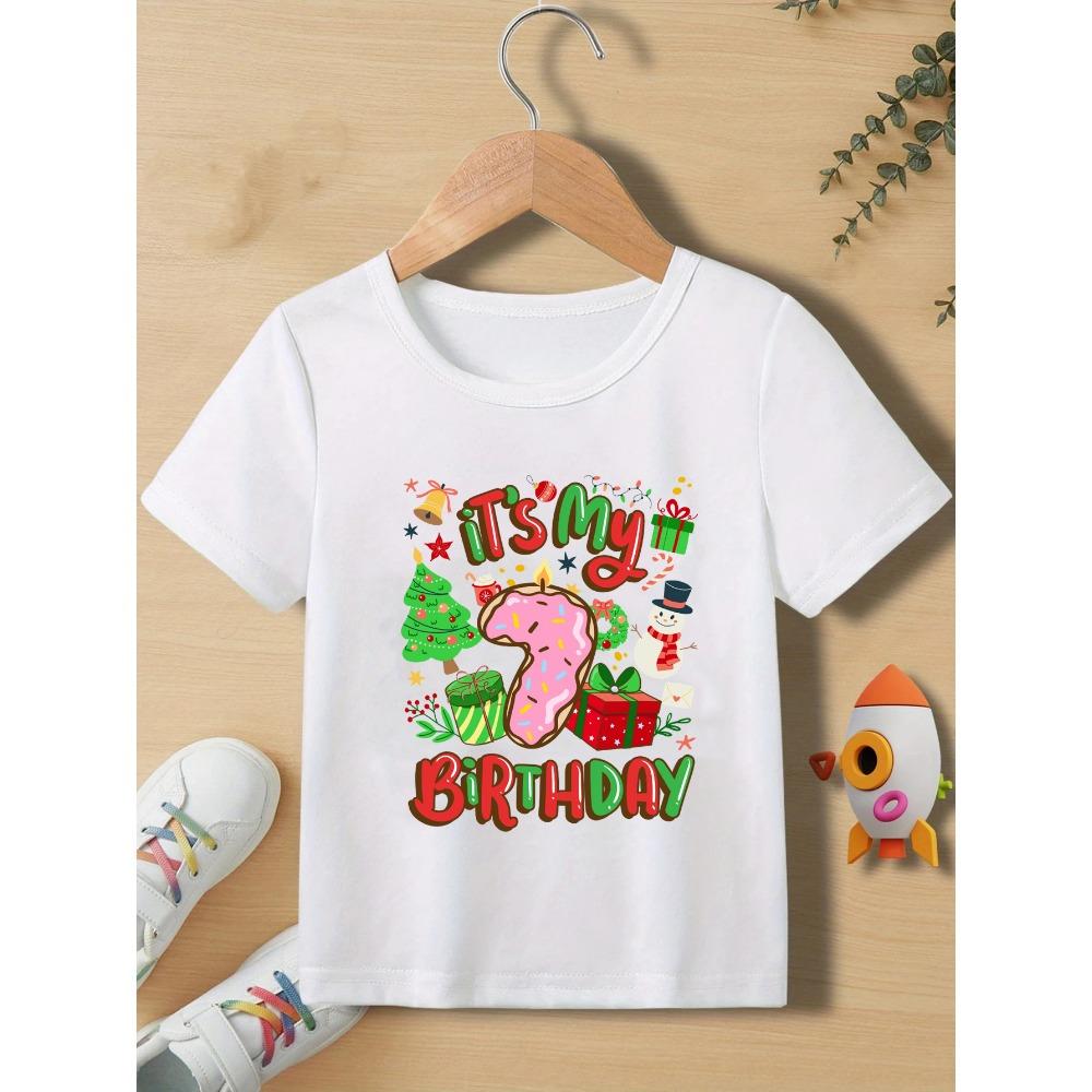It'S My 2nd Birthday Christmas Snowman, Christmas Print Birthday Numbers 1-9 Years Old Merry Xmas T-Shirt Boys Cute Toddler
