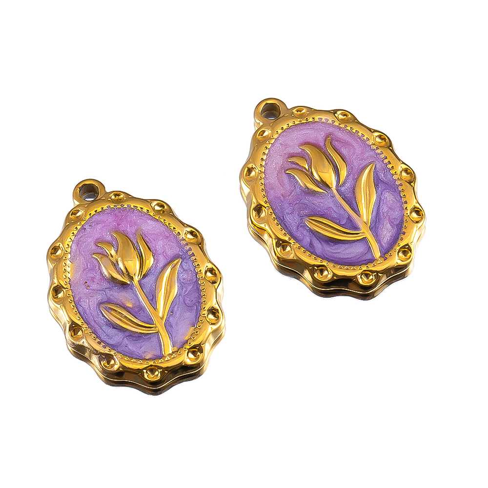 Stainless Steel Pendant Series Pink and Purple Cute Pendant Multiple Choice Earring Components DIY Necklace Jewelry Accessories