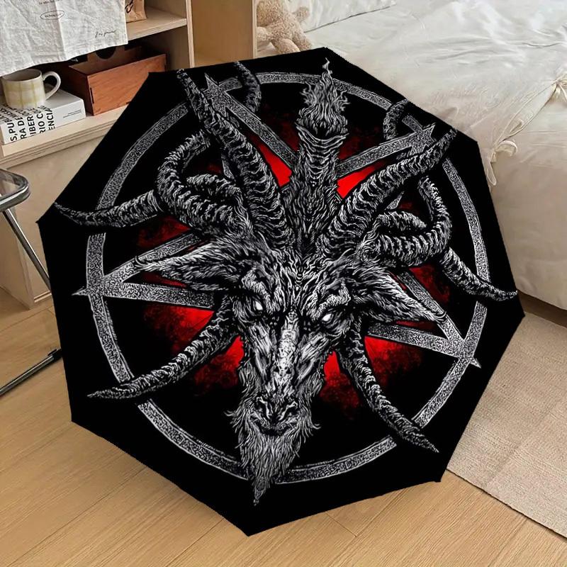 1pc Baphomet Satanic Symbol Umbrella with Plastic Handle,Suitable for All Seasons Home Travel Outdoor UmbrellaDD1427