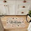 1pc, 2D Flat Printing, American Vintage Style Doormat with "Welcome" Text and Fireworks Pattern, Non-slip, Machine Washable, Easy-to-clean Polyester M