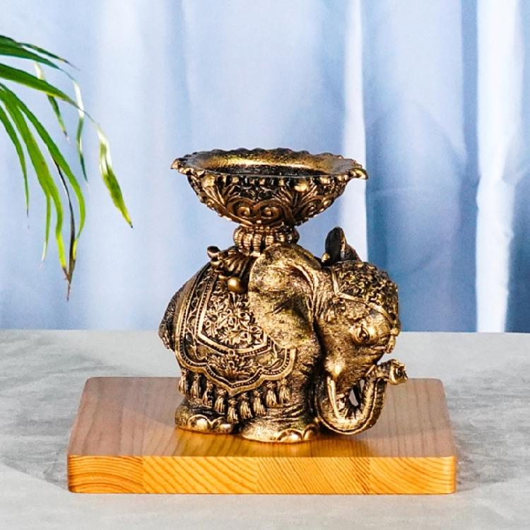 Porta-velas Elefante da Sorte Riqueza Estátua de Resinas Animais Castiçais para Velas Tealight