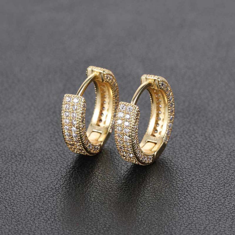Luxury Shiny Zircon Round Hoop Earrings for Women Men Exquisite Metal Crystal Geometric Circular Earrings Wedding Jewelry Gifts золотой