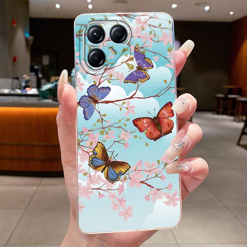 For Tecno Pova 7 Pro LJ8 Cases Pova7 Ultra LJ9 Neo LJ6 LJ7 Funda Flower Butterfly Phone Cover Soft Silicone Transparent TPU Case