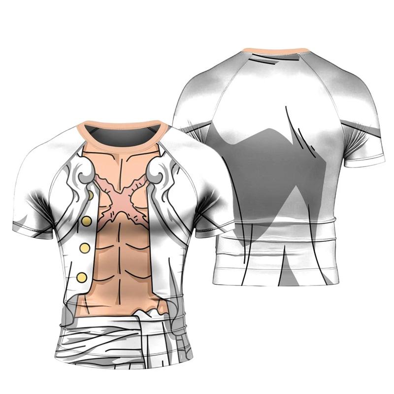 Fashionable Muscle Men's Pattern 3D Printed T-shirt Cartoon Anime Role-playing Short Sleeved Shirt Casual Personalized Round Neck Clothing