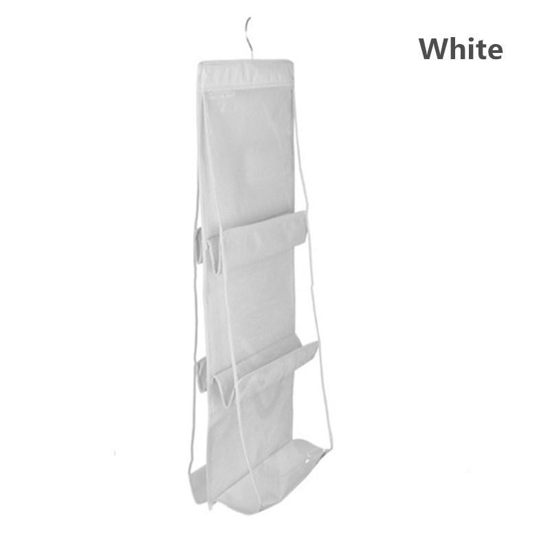 

Двусторонний прозрачный 6 карманный органайзер, рюкзак, сумки для хранения, сумка для хранения обуви, товары для дома, вешалка для шкафа, вешалки 1pc белый