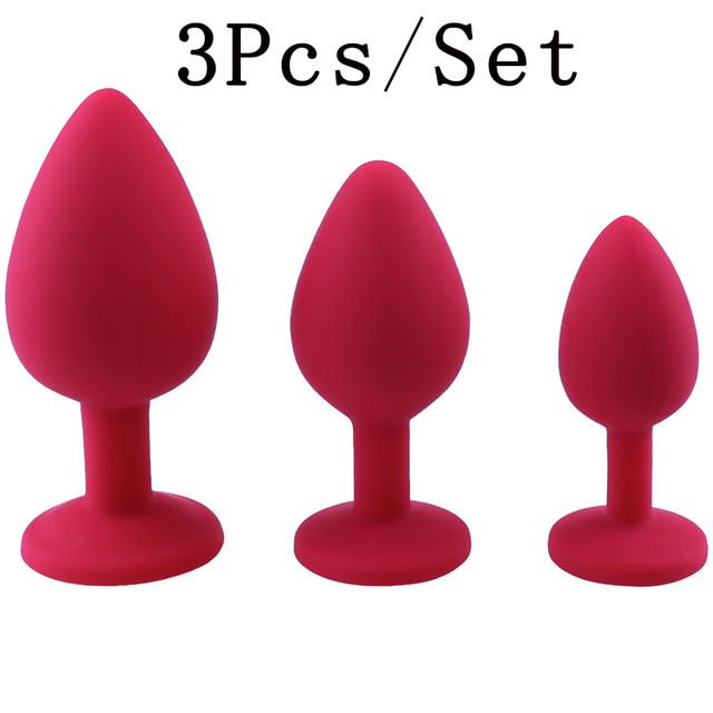 3Pcs/Set Safe Butt Plug With Crystal Detachable Jewelry Anal Plug Vagina Clitoris Vibrator Sex Toy