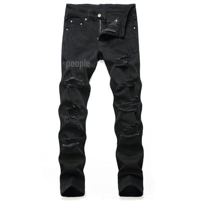 2020 Herren Schwarze Slim Fit Zerrissene Straight Casual Mode Jeans