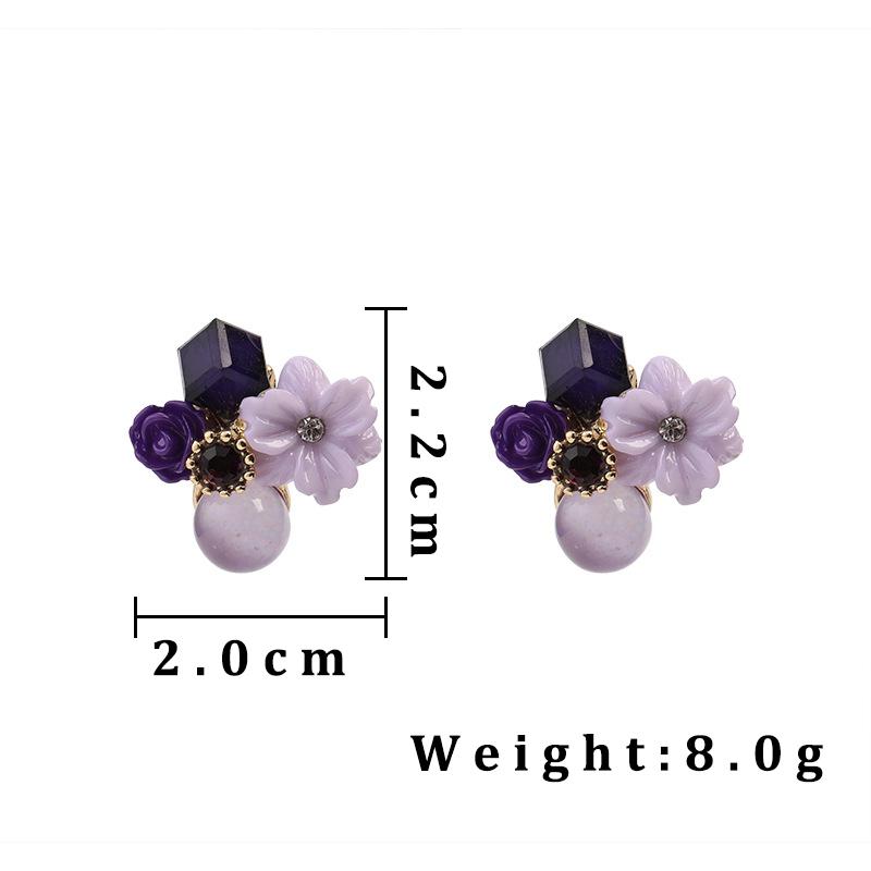 Colorful Flower Stud Earrings for Women Wedding Party Elegant Jewelry Crystal Acrylic White Black Blue Purple Geometry Jewelry