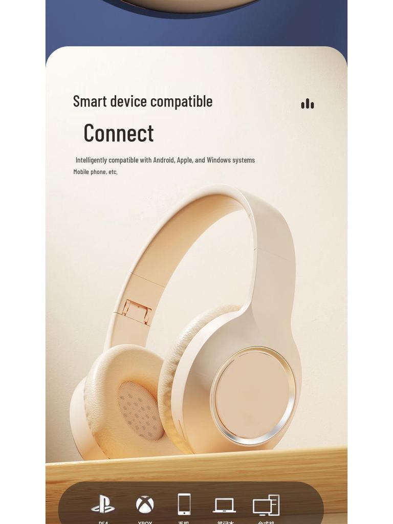 Bluetooth Over-Ear Wireless Headphones for Gaming and Music with Heavy Bass
