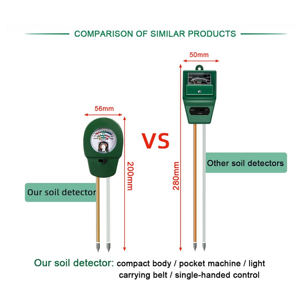 Soil-Moisture Fertile Meter Humidity Tester Metal Moist Test Monitor Detector For Garden Planting Tool