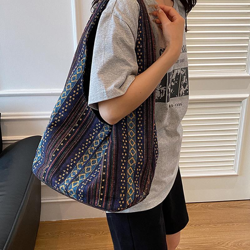 Vintage Printed Women's Shoulder Crossbody Bag New Popular Large Capacity Minimalist Contrast Color Tote Bag