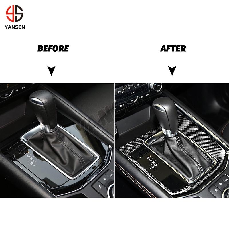 Car Center Control Gear Panel Cover Trim Carbon Fiber Sticker for Mazda CX5 2017-2024 Car Accessories