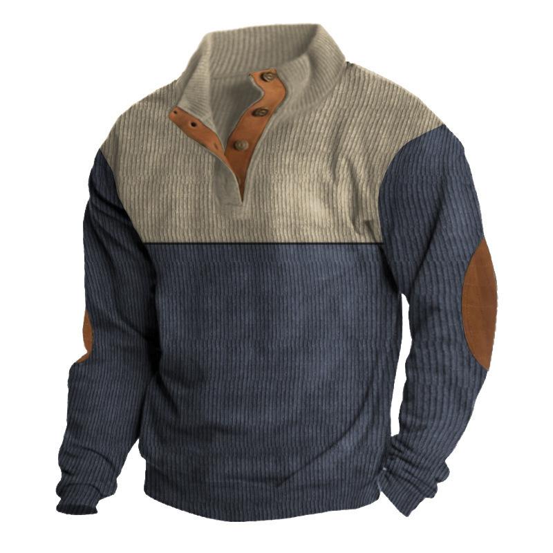Autumn Winter New Men's Outdoor Corduroy Casual Stand Up Collar Long Sleeved Pullovers Daily Comfortable Versatile Fashionable Loose Pullovers