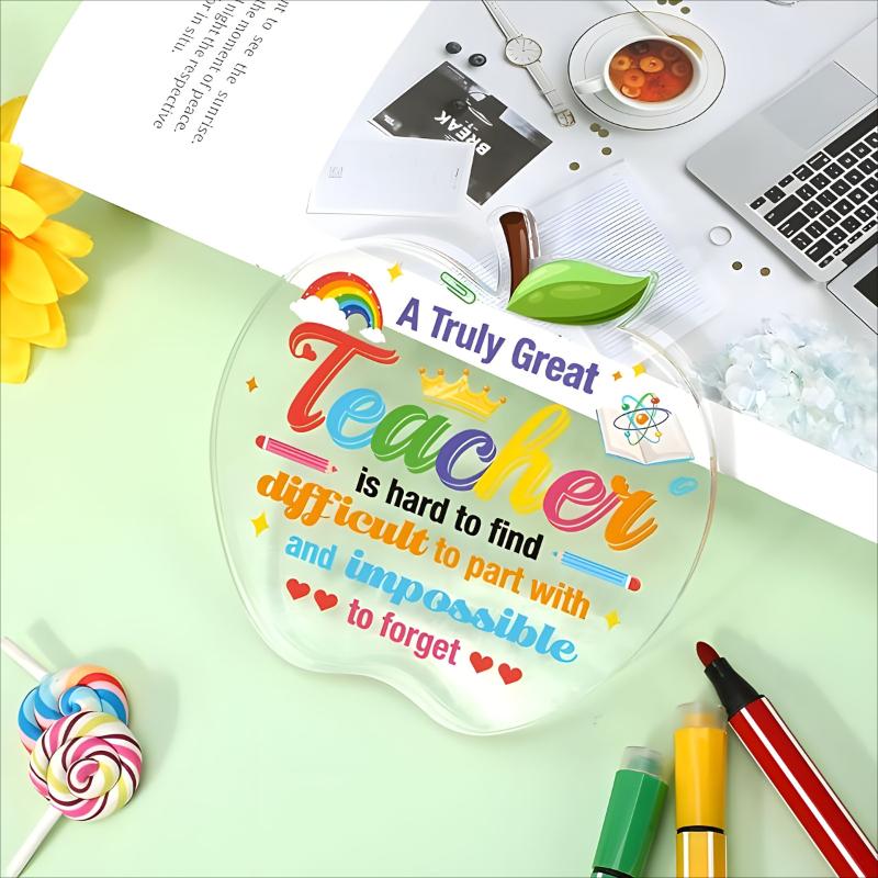 1 ks Dárková památka pro učitele s taštičkou, Těžko sehnatelná Znamení s akrylovou plaketou pro skvělého učitele Památka, Stolní znamení jako dárek pro učitele