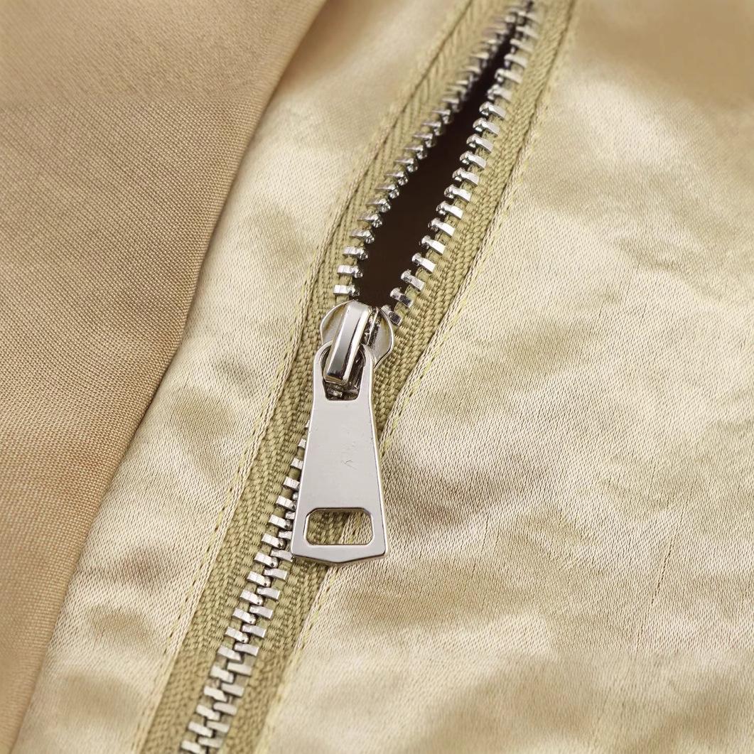 

2025 весна новая куртка куртка женская шелковистая атласная текстура чувство дизайна нишевая универсальная XS хаки