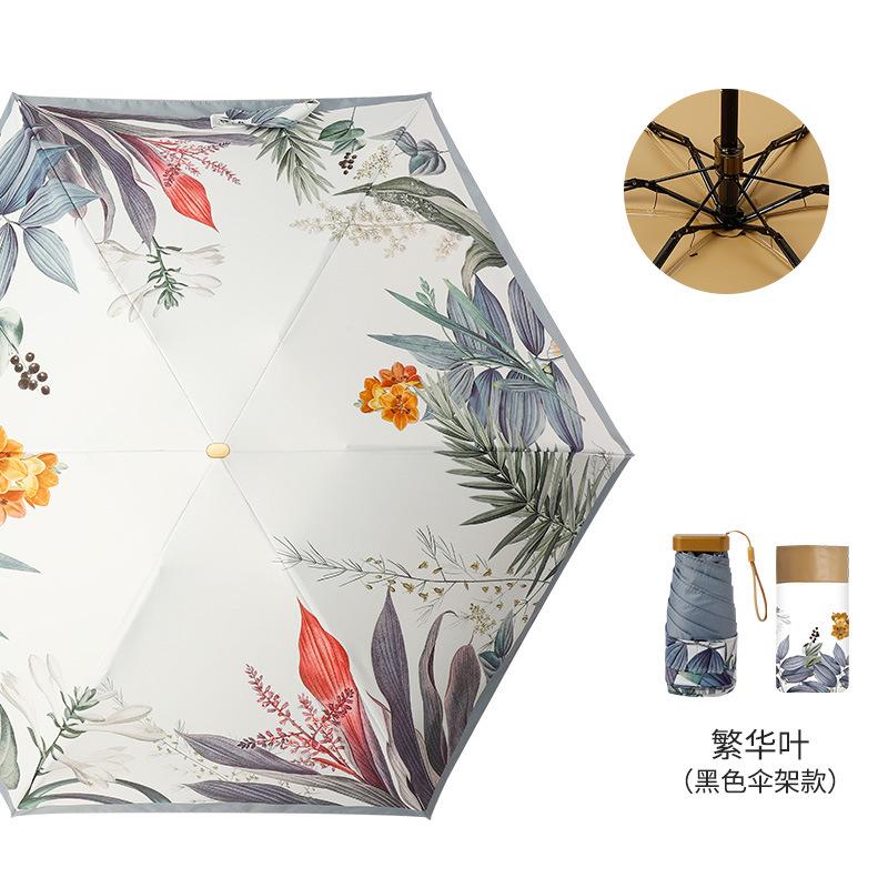 New flat 60% fold pocket umbrella, sun card umbrella, color glue, sun protection, anti-parasol, small fresh umbrella, women's folding umbrella
