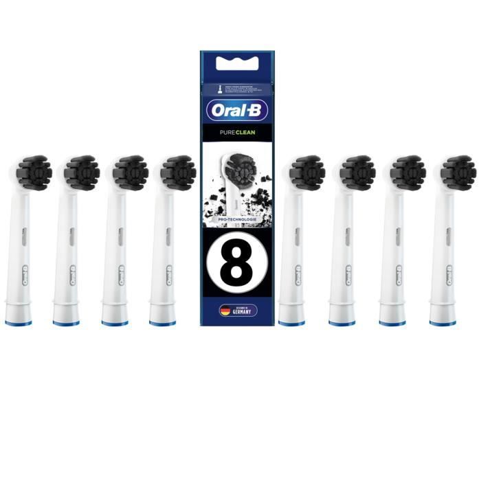 Brush Head - Oral-B - Pure Clean EB20CH - Activated Charcoal Teeth Whitening X8